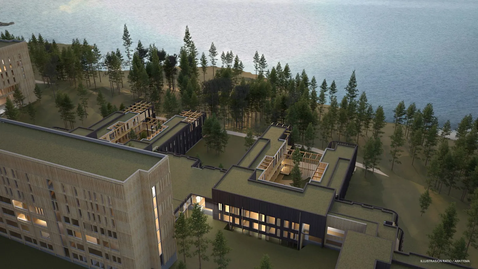 Skisse av Mjøssykehuset, illustrasjon