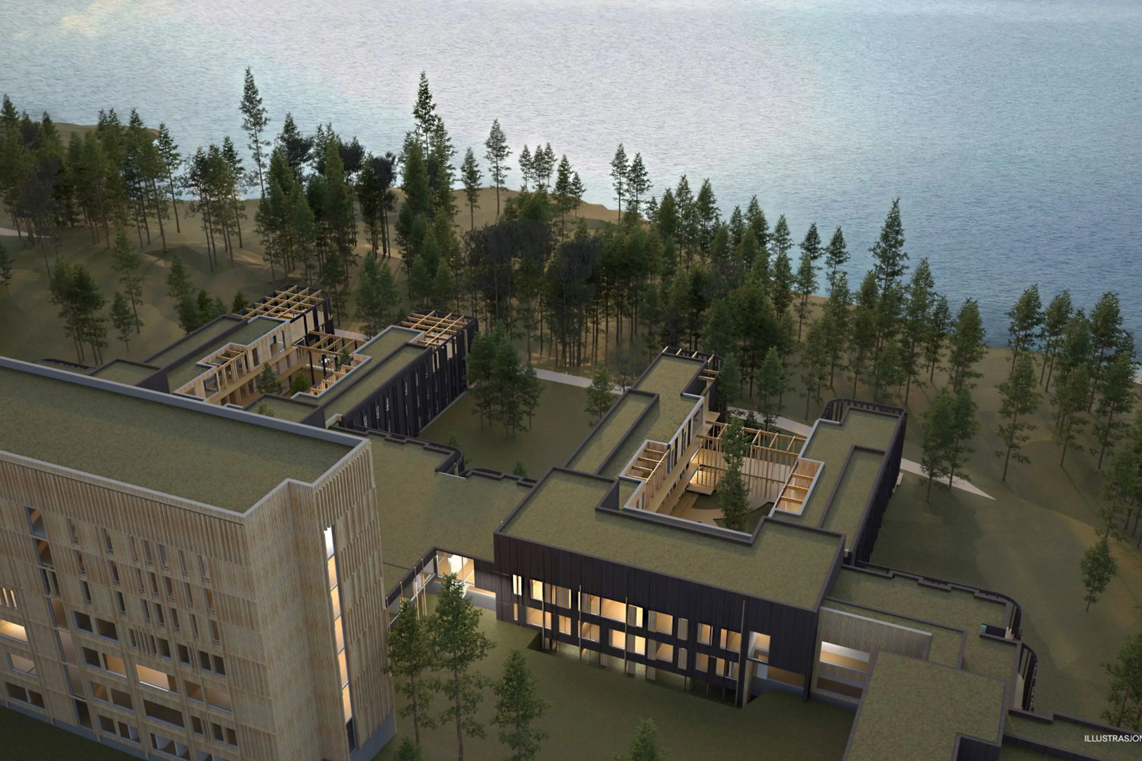 Skisse av Mjøssykehuset, illustrasjon