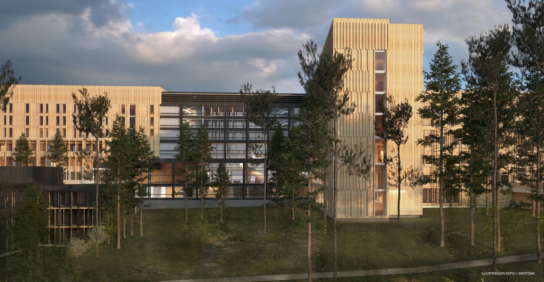 Skisse av Mjøssykehuset, illustrasjon