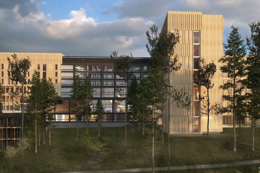 Skisse av Mjøssykehuset, illustrasjon