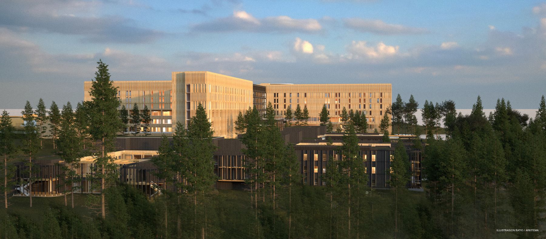 Skisse av Mjøssykehuset, illustrasjon