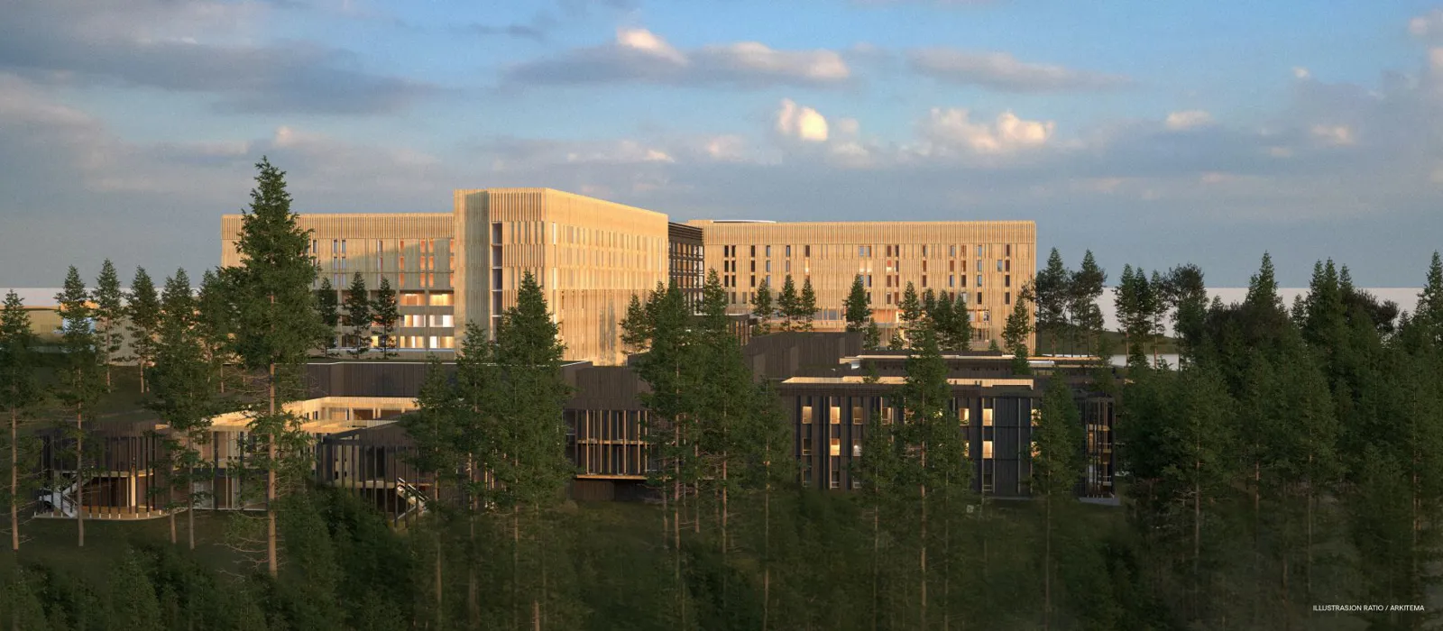 Skisse av Mjøssykehuset, illustrasjon