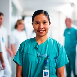 En person som har på seg en blå skjorte