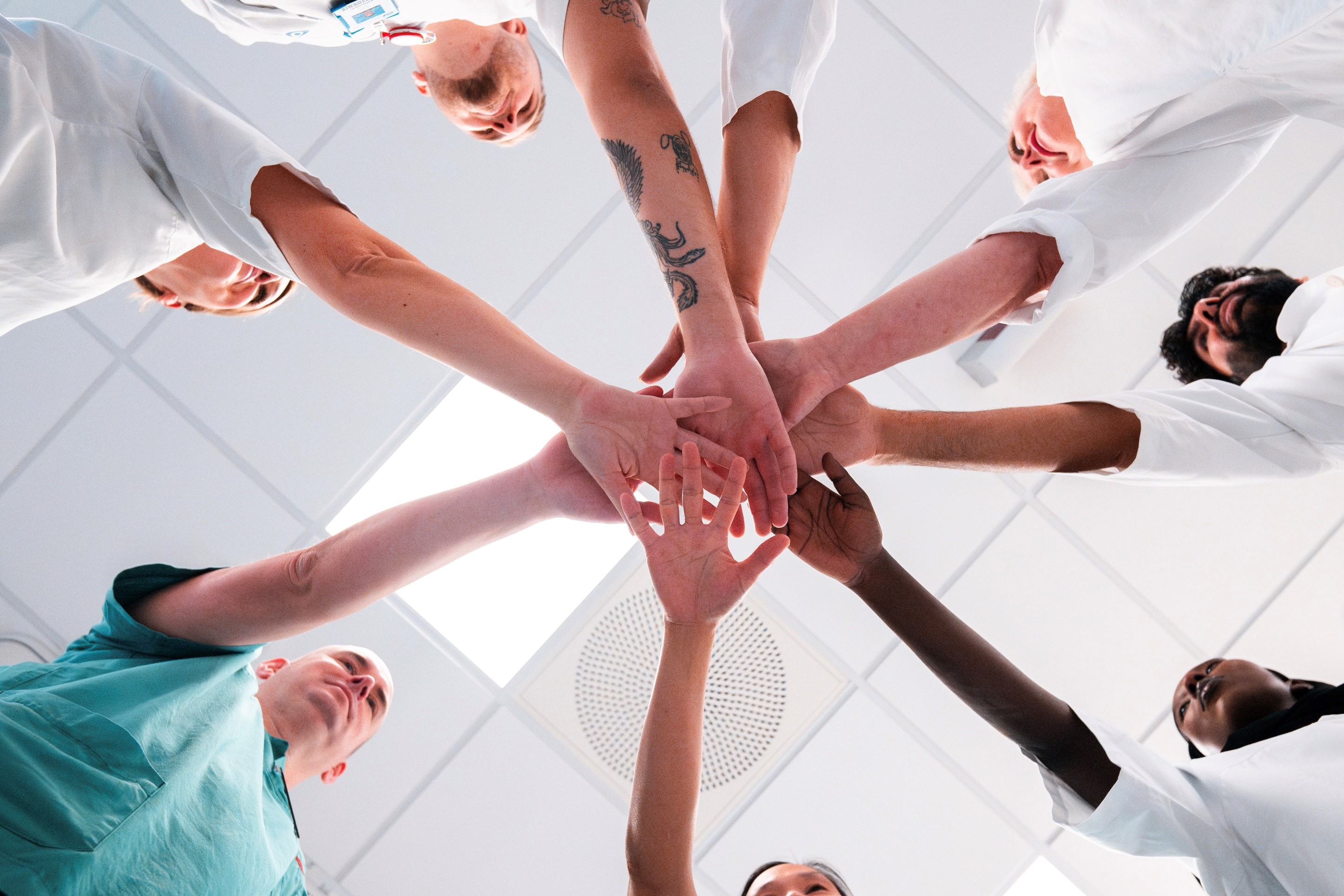 A group of people in a circle