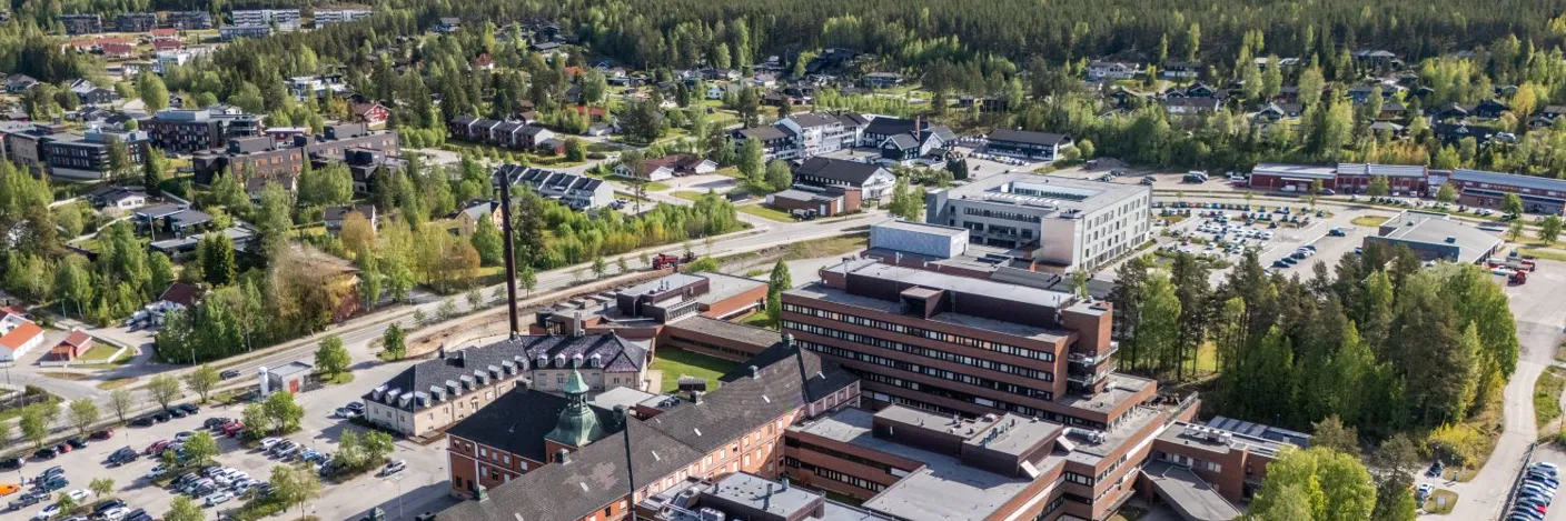 Aerial view of a large building