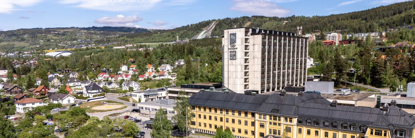 Sykehuset i Lillehammer sett fra oven.