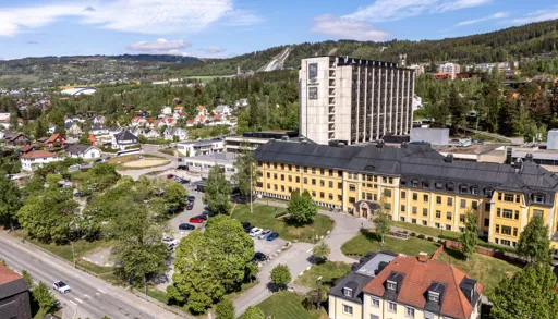 Sykehuset i Lillehammer sett fra oven.