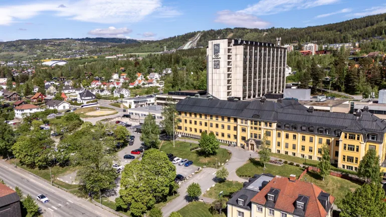Sykehuset i Lillehammer sett fra oven.
