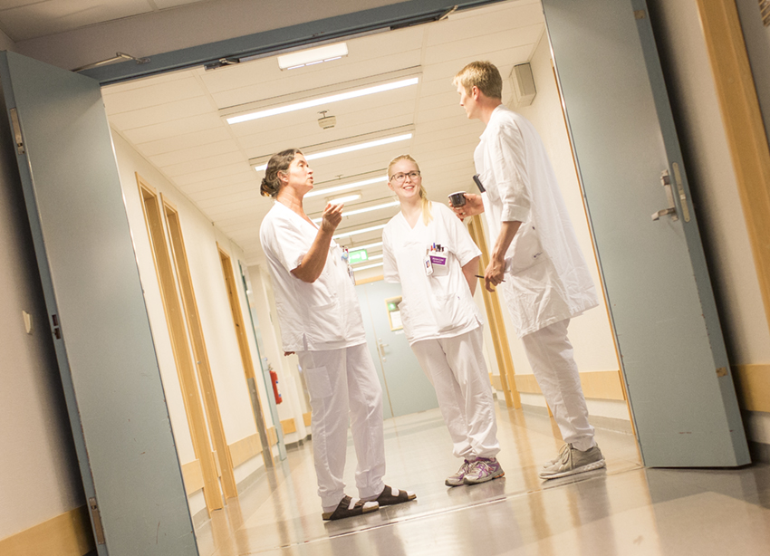 En gruppe mennesker i hvite uniformer