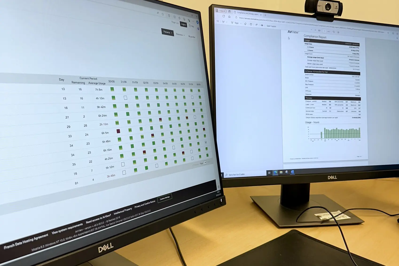 To dataskjermer som viser frem løsningen AirView